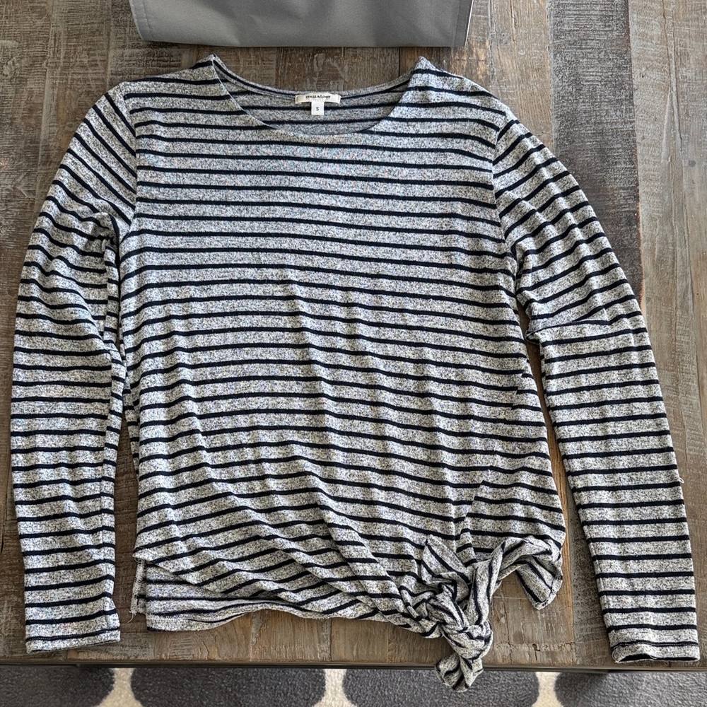 Stella & Dot Tatum Top Navy/Grey Stripe Size Small